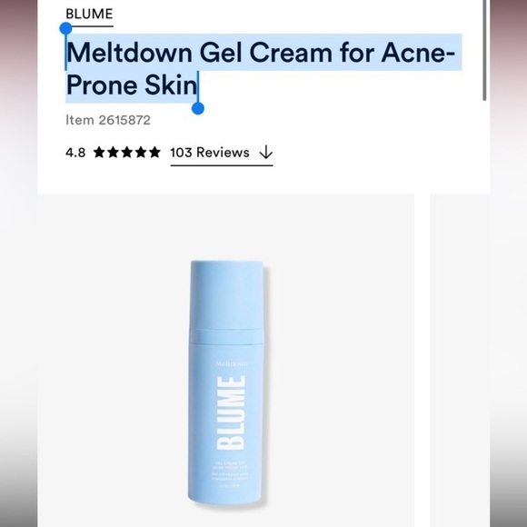blume Other - Meltdown Gel Cream for Acne-Prone Skin